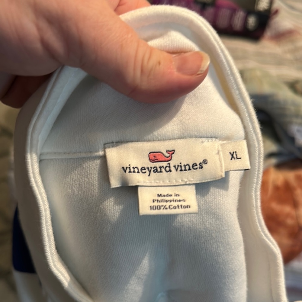 Vineyard Vines White and Blue Quarter-Zip Pullover - Picture 5 of 5